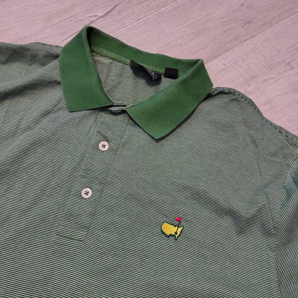 Masters Clubhouse Collection Polo Shirt Mens Large Green Striped Made in Italy